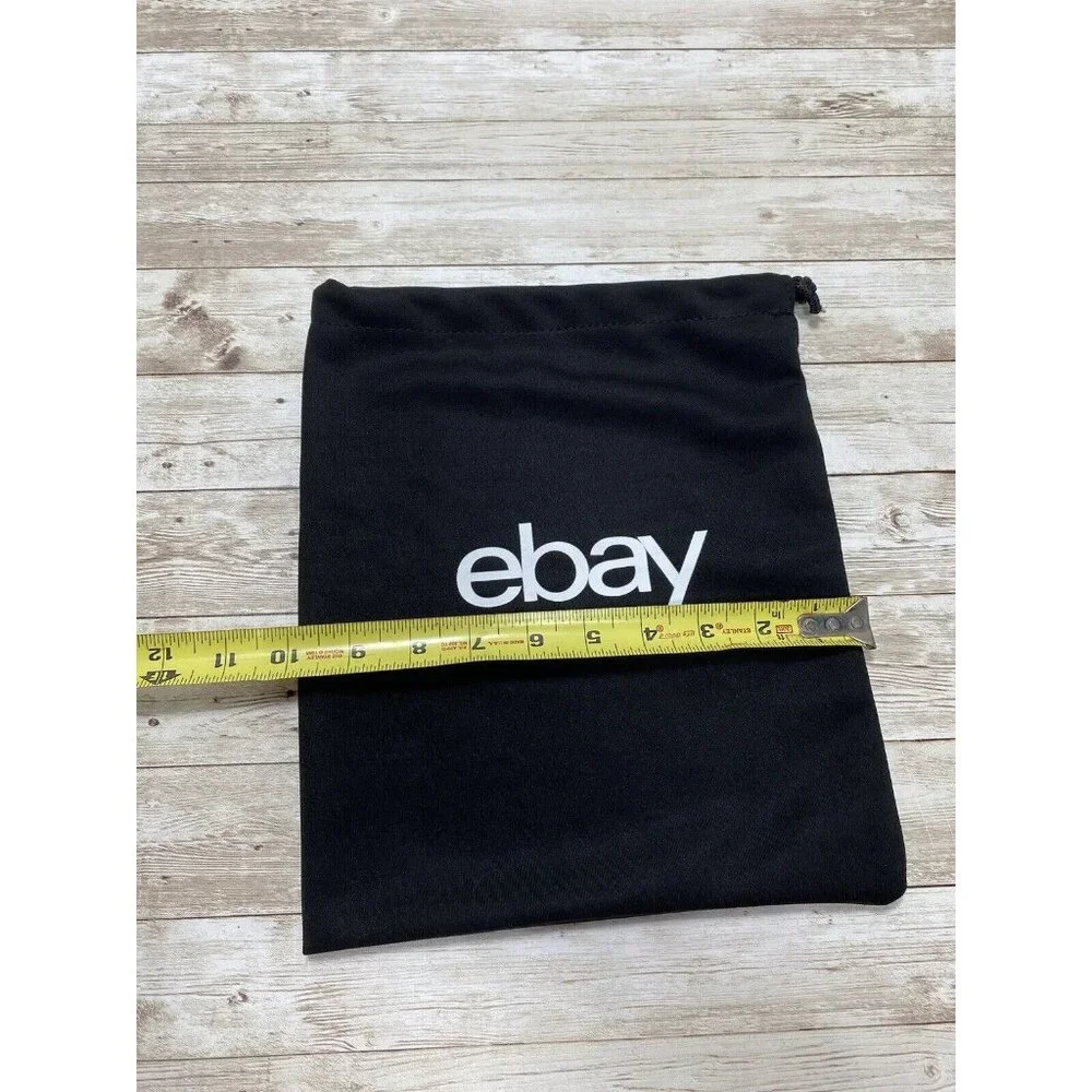 Ebay Reusable Black Drawstring Bag EBay Logo Material Pouch Bag, Black White New - Picture 5 of 5